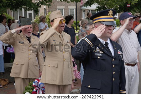 Veterans salute on Memorial Day, 2011 in Concord, MA