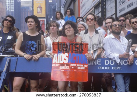 Activists participating in AIDS rally, Times Square, New York City, New York