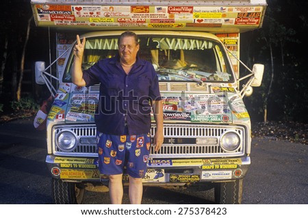 A peace lover and his truck in Key West, Florida