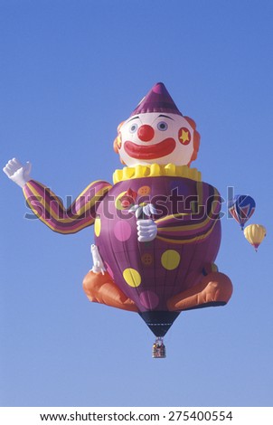 A hot air balloon shaped like a clown at the Albuquerque International Balloon Fiesta, Albuquerque, New Mexico