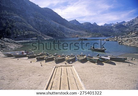 Fishing boats on Crowley Lake west of Bishop, California