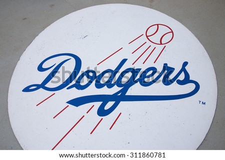Dodger baseball logo, Dodger Stadium, Los Angeles, CA on October 12, 2008