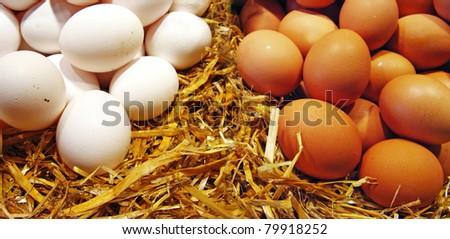 White  eggs at the market, close up