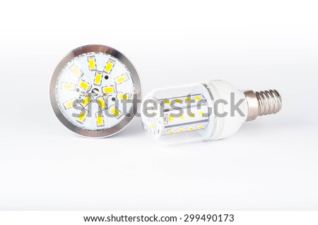 Photo of led bulbs on white background