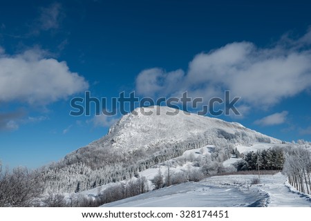 Beautiful winter landscape with trees covered with snow. Povlen mountain. East Europe. Serbia.