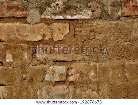 Brick wall with cement, background