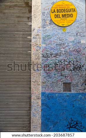 HAVANA, CUBA, JUNE 30, 2011. View of signatures and graffitis from \