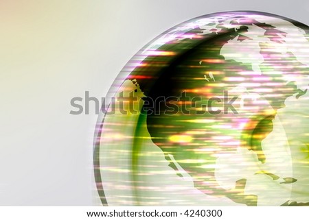 Earth Globe lights - portion of world map
