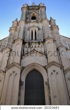 Detail of church facade in Old Havana