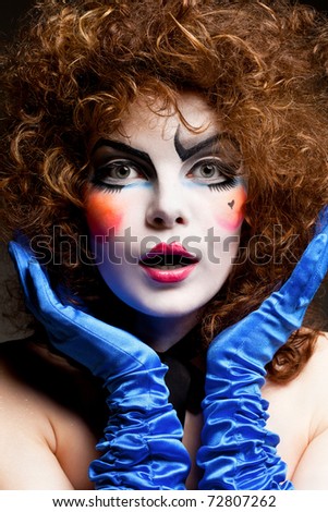 woman mime with theatrical makeup
