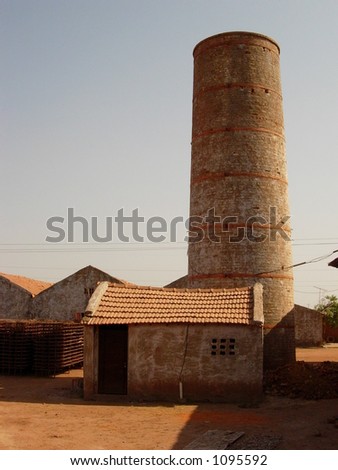 a long chimney in a tile manufacturing company in india