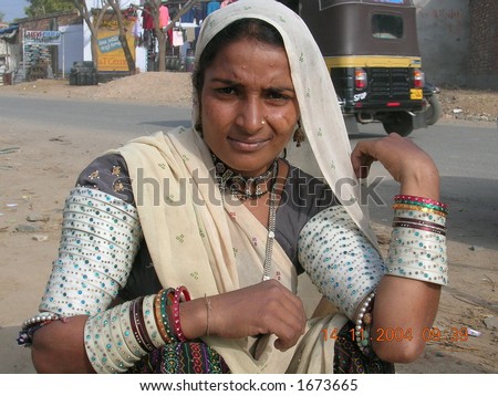 village woman posing: India