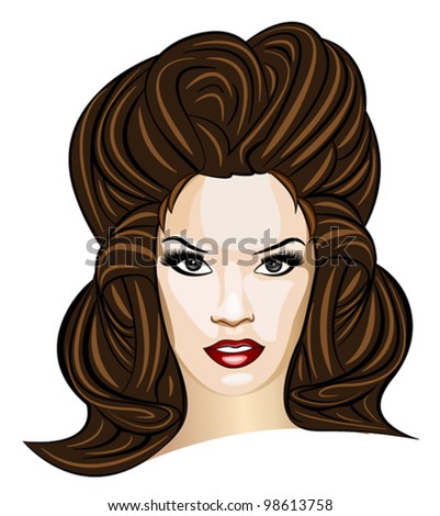 Beautiful Brunette With Gorgeous Curly Hair Stock Vector Illustration ...