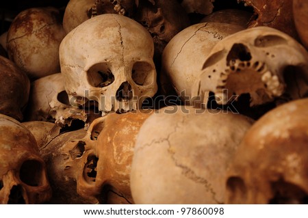 skulls piled up at the Killing fields