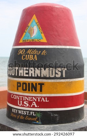 Most Southern point of the USA in Key West, Florida, USA.