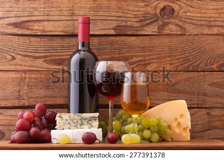 Wine and cheese. Flat mock up for design.