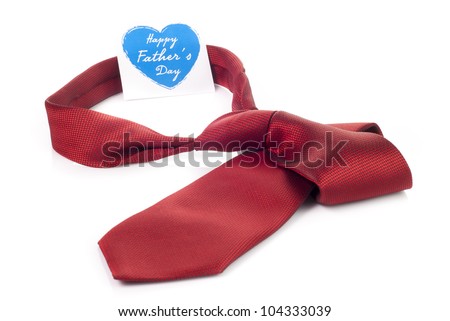 Red tie and heart shaped card for fathers day