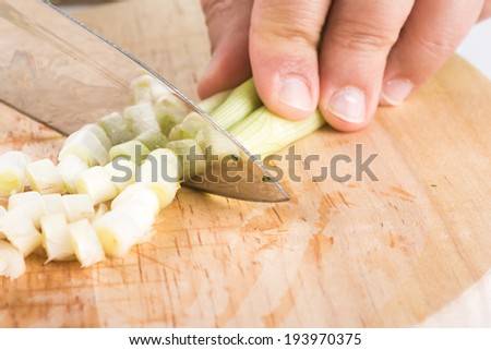 fresh onion isolated on chopping board