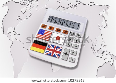 Calculator with global flags as key on world background