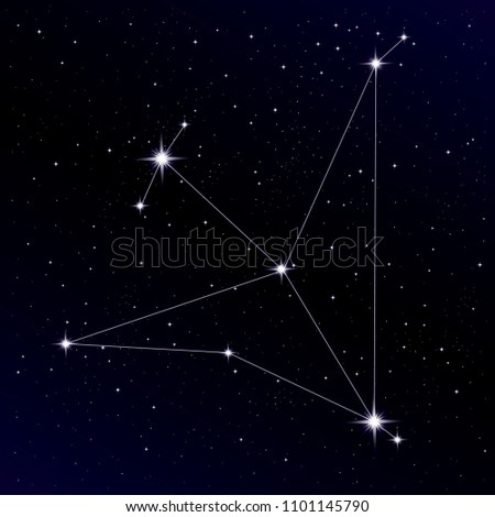 Aquila constellation. Vector Illustration. Altair star. Eagle constellation.  Chinese astronomy