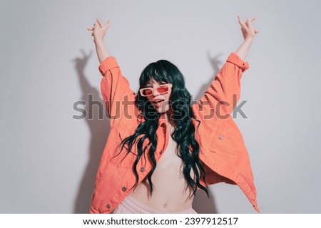Similar – Image, Stock Photo Beautiful woman with peach standing in modern kitchen