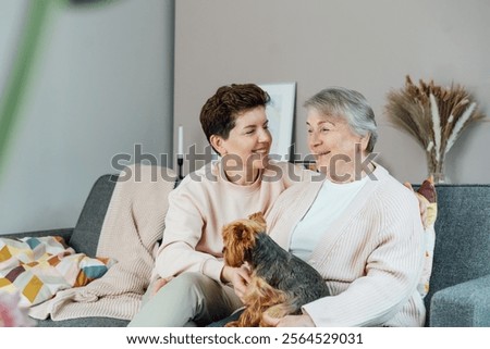 Similar – Image, Stock Photo Senior woman spending quality time with her daughter