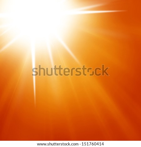 bright burning summer sun on a red background