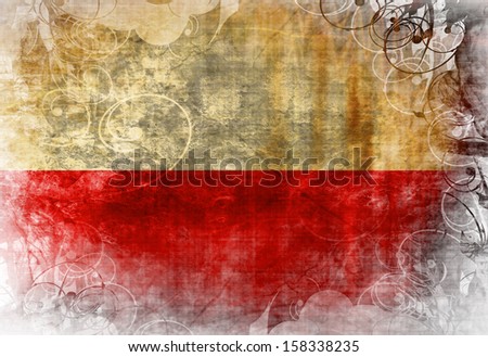 Polish flag waving in the wind with some spots and stains
