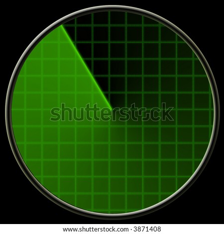 Green radar screen on black
