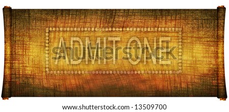 Scroll like admission ticket on a solid white background