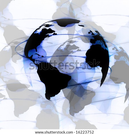 Digital world on a solid white background