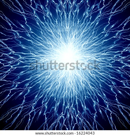 Electrical Sparks On A Dark Blue Background Stock Photo 16224043 ...