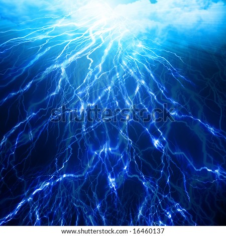 lightning flash on a dark blue background