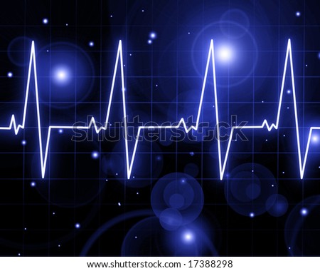 Heart beat on heart monitor on black background