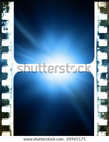 old film strip on a blue background