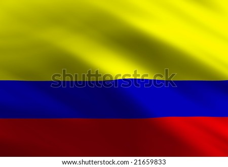 Colombian flag waving in the wind