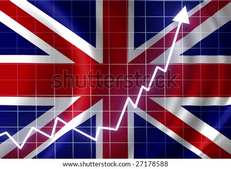 UK flag waving in the wind: growth