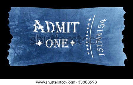 Isolated admit one ticket on a black background