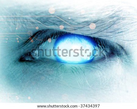 human eye with integrated circuitry in it