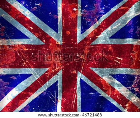 UK flag waving in the wind with some damage