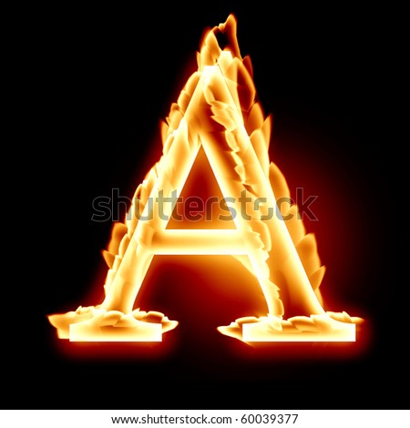 Fire Font: Letter A On A Dark Background Stock Photo 60039377 ...