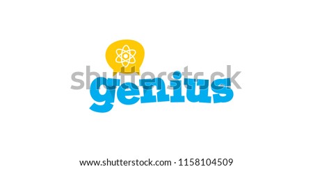 Vector Genius logo with atom sign, conversation, headhunting, science, education and business, school, university concept