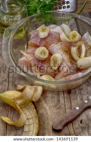 Fresh  fish pickled with a banana
