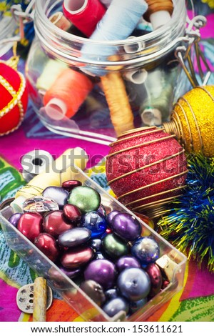 preparation of Christmas decorations for the holiday