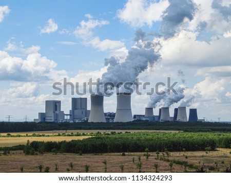 Similar – Image, Stock Photo View of Boxberg power station seen from Nochten erratic block park