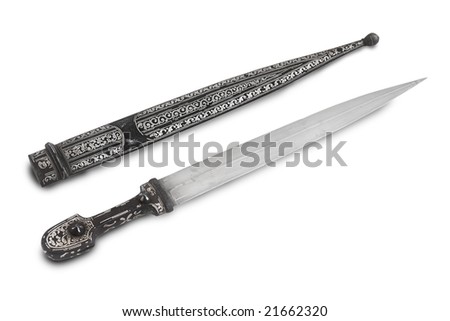 Caucasian (Dagestan) Dagger With Beautiful Grip, Blade From Damascus ...