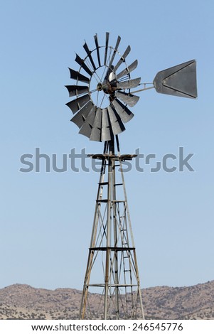 Old Metal Windmill in desert southwest US