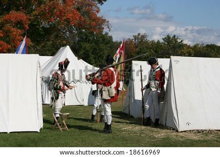 SCHUYLERVILLE - October 5: Members of the British 24th Regiment are in a Reenactment Camp at the Saratoga National Battlefield Park on on October 5, 2008 in Schuylerville, NY