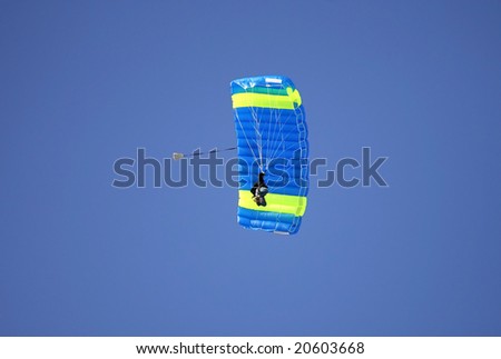 Sky Diver gliding down after Jumping from Airplane