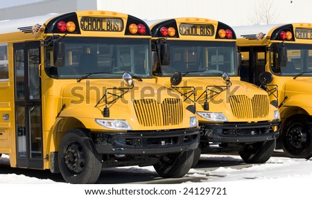 Line of New School Buses